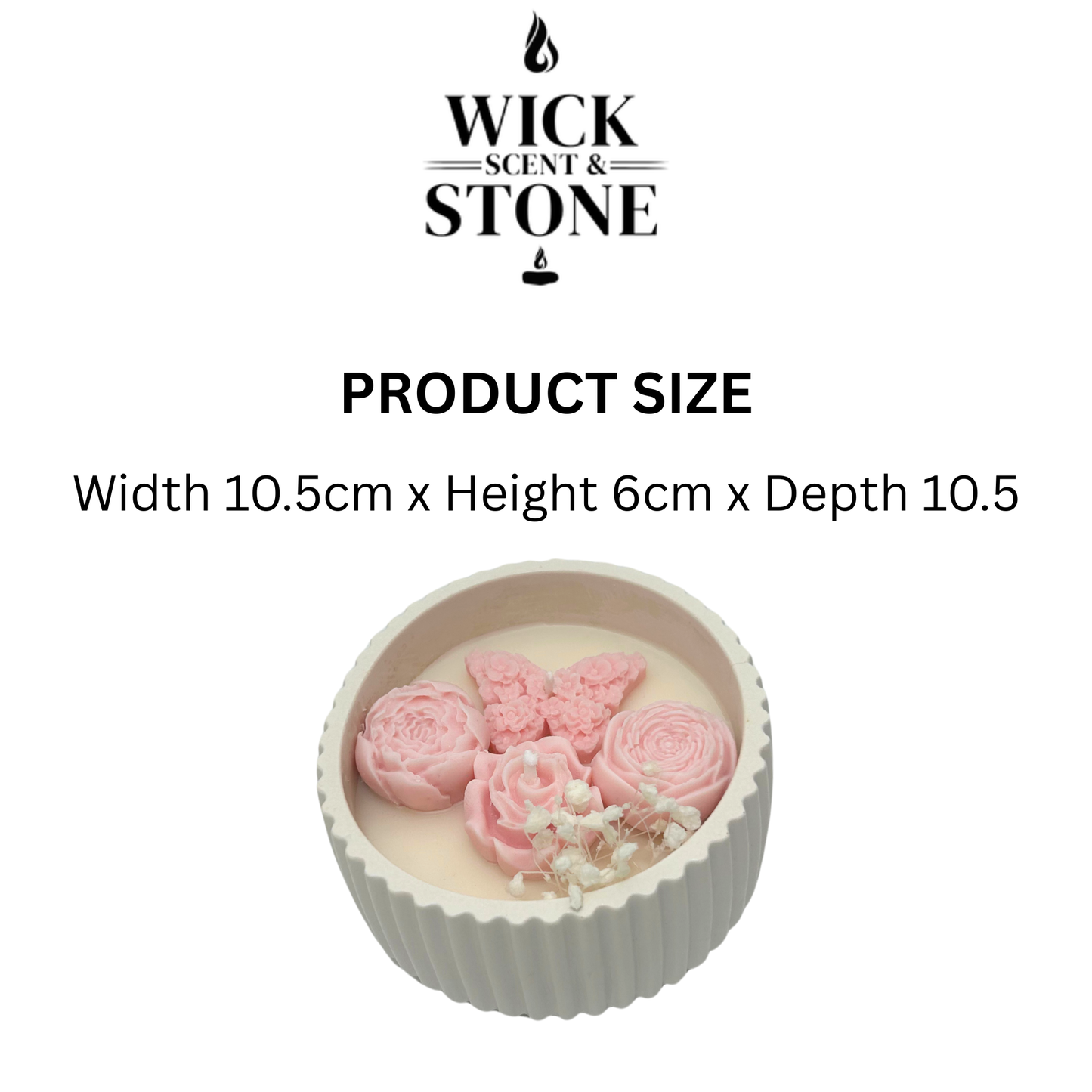 PREMIUM JESMONITE STONE LUXURY BUTTERFLY ROSE PEONY CANDLES