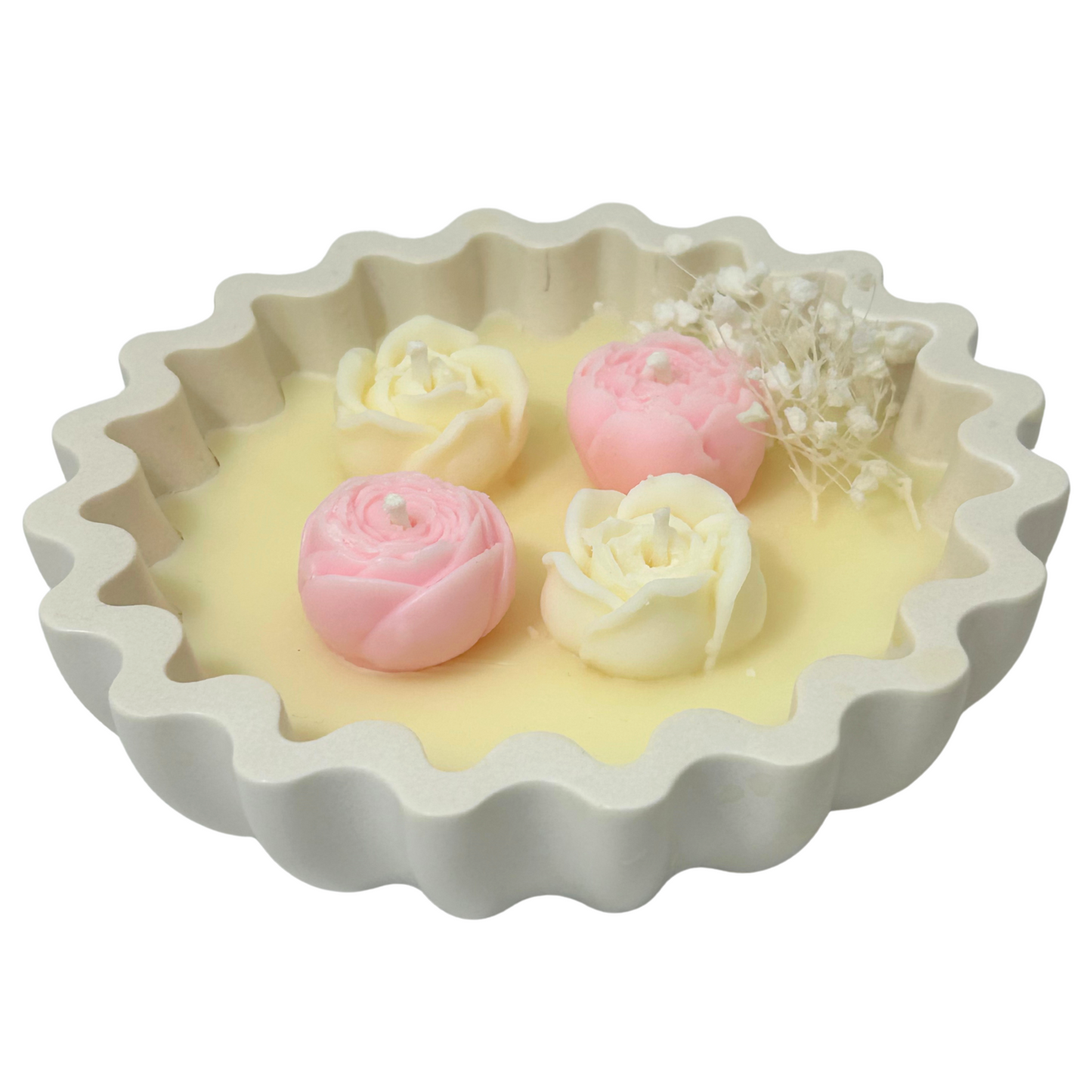 PREMIUM JESMONITE SEA SHELL DESIGN STONE SCENTED LUXURY ROSE CANDLES