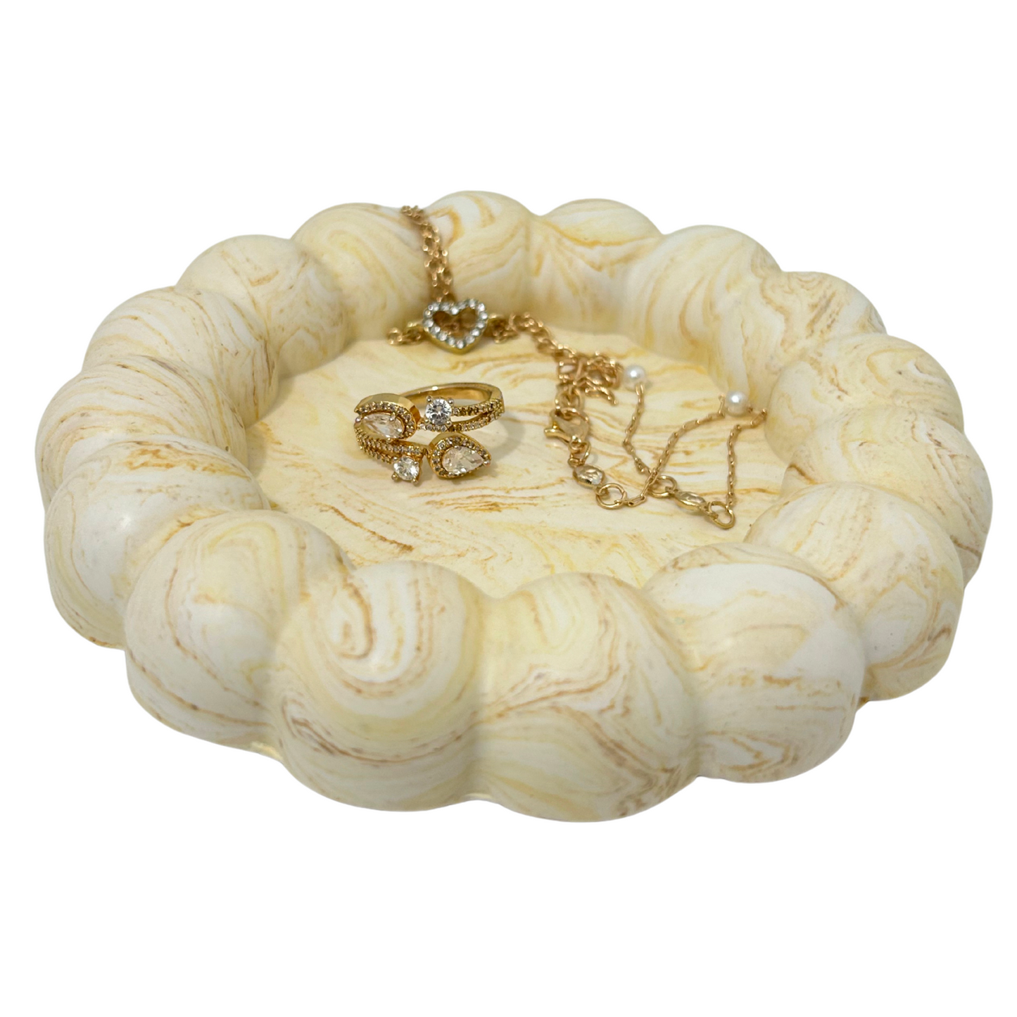Premium Jesmonite Stone Marble Round Bubble Tray