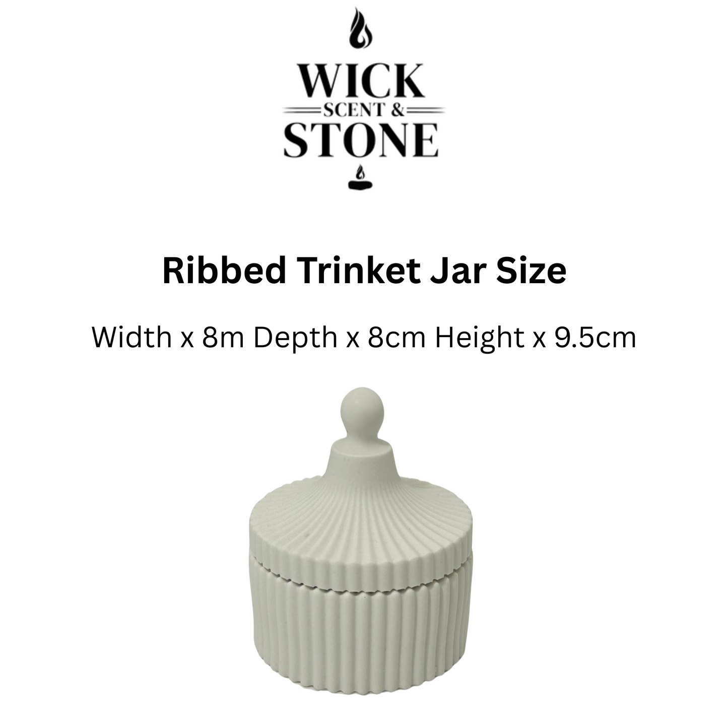 PREMIUM JESMONITE STONE RIBBED TRINKET JAR WITH LID