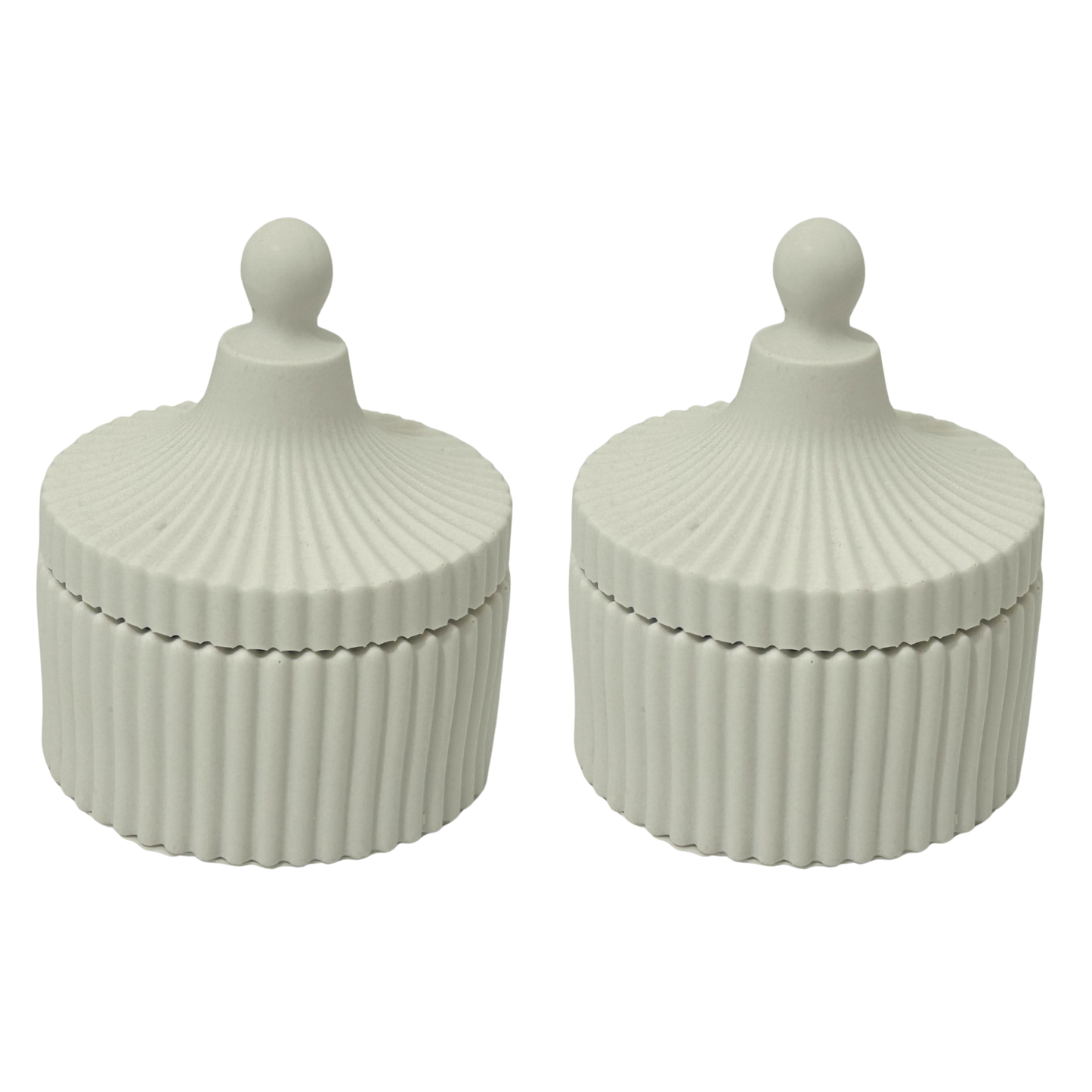 PREMIUM JESMONITE STONE RIBBED TRINKET JAR WITH LID