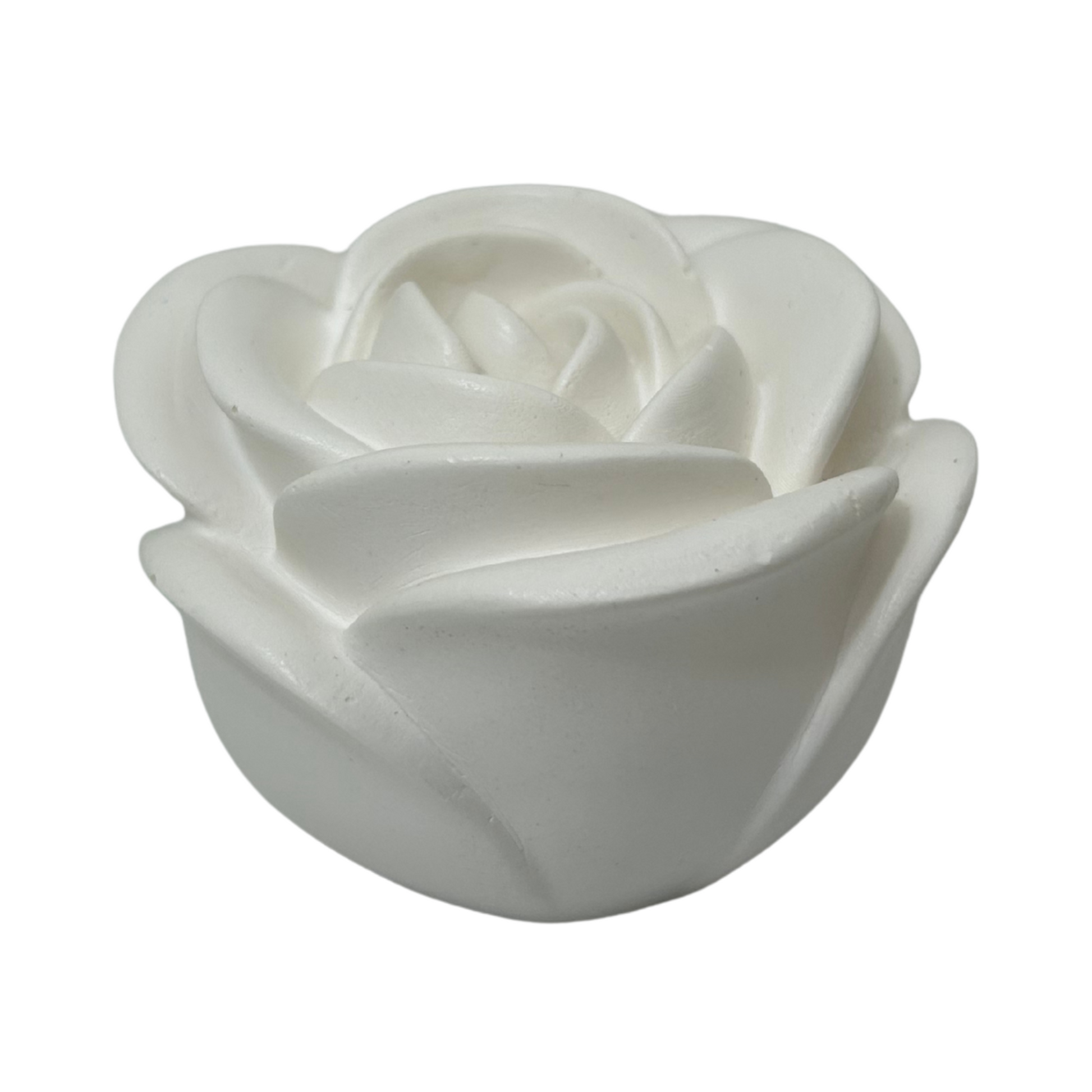 Jesmonite stone rose sculpture on a white background