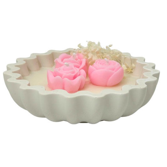 PREMIUM JESMONITE SEA SHELL DESIGN STONE SCENTED LUXURY ROSE CANDLES